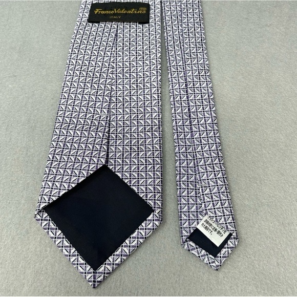 Franco Valentino Neck Tie Mens Purple And White Geometric Classic Silk Tie Italy - Picture 4 of 7